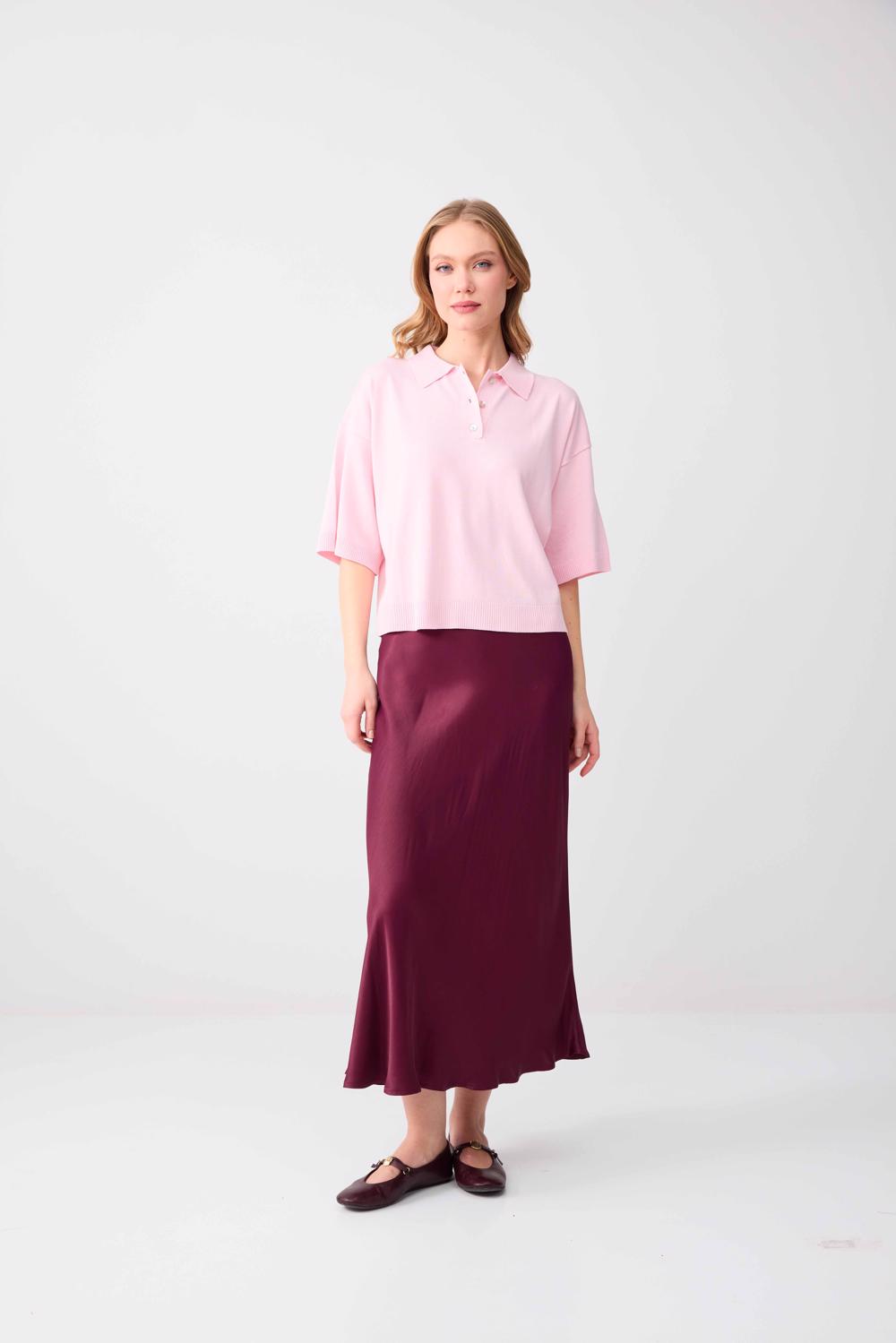 Polo Collar Relaxed Fit Viscose Blouse - 6SW035443