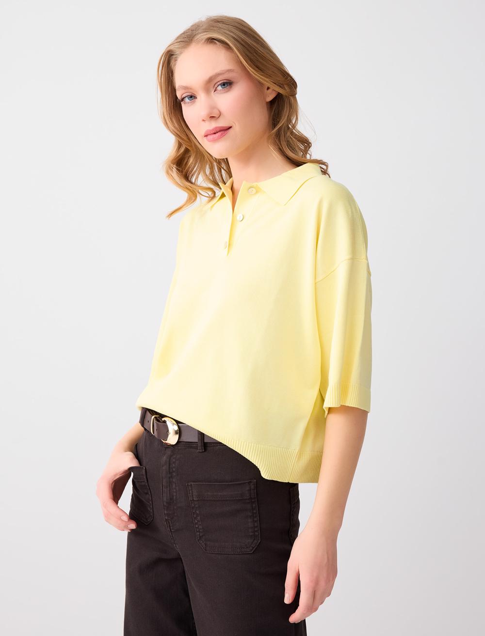 Polo Collar Relaxed Fit Viscose Blouse - 6SW035443