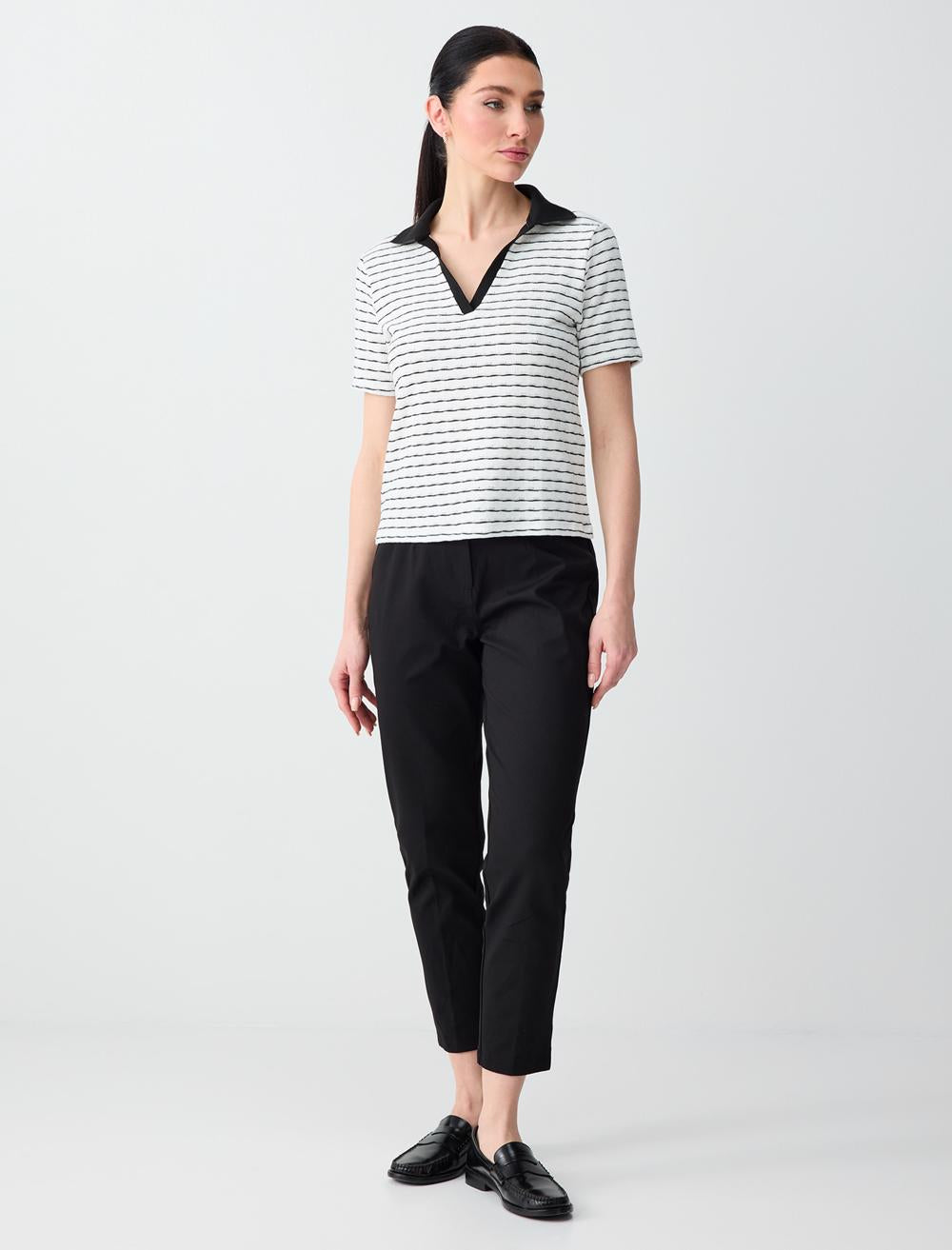 Ss Polo Patterned Stribd - Kirik Beyaz