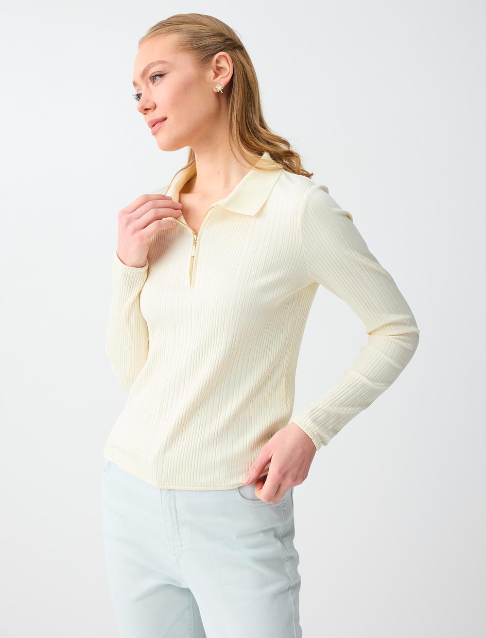 Ls Polo Striped - Light Yellow