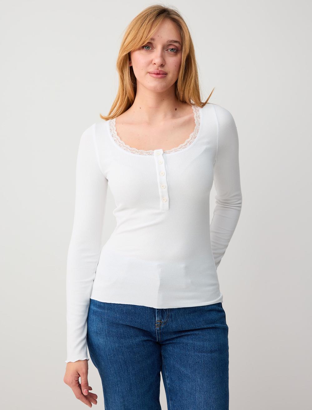Short Sleeved Fine Knit Jumper - Off-White