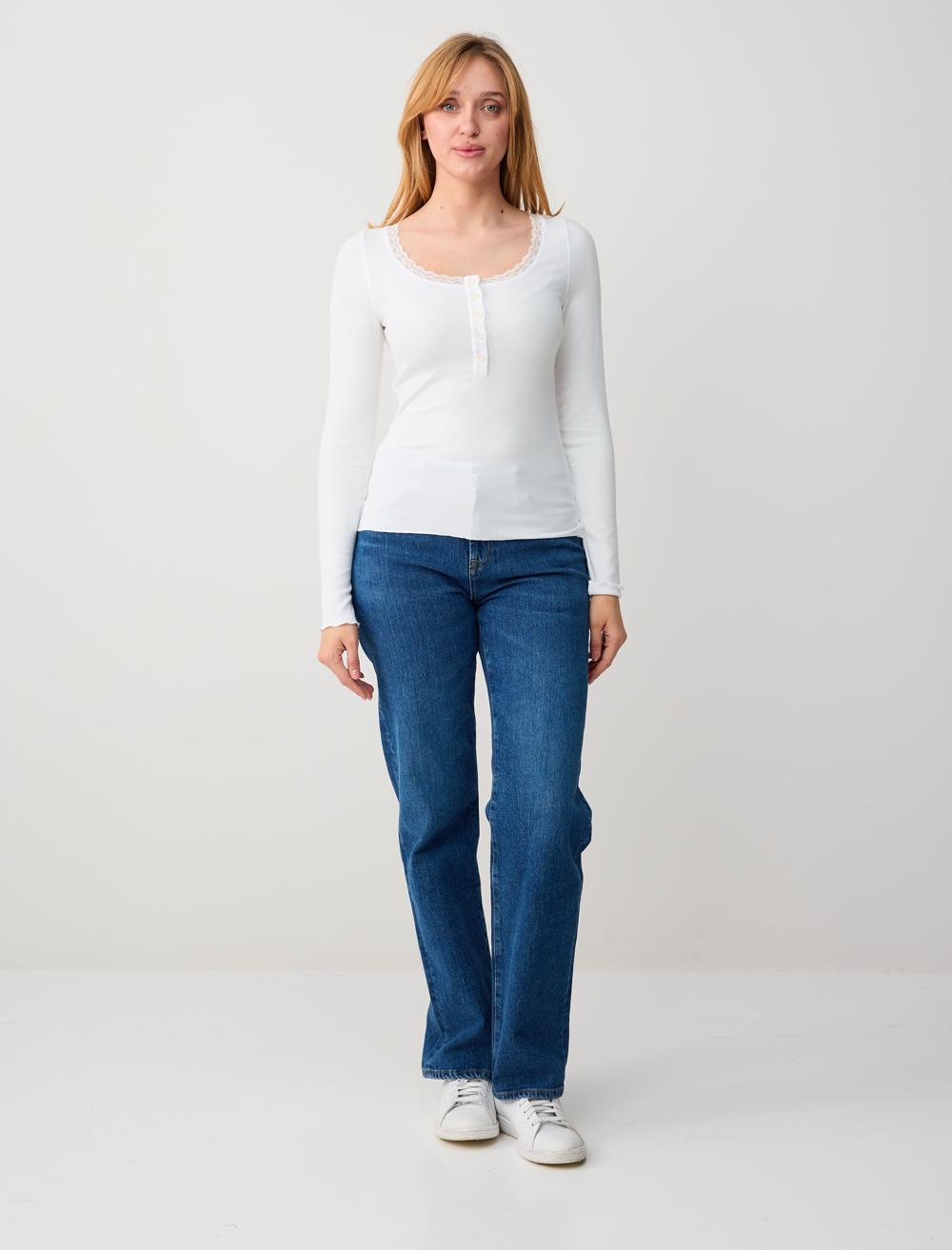 Short Sleeved Fine Knit Jumper - Off-White