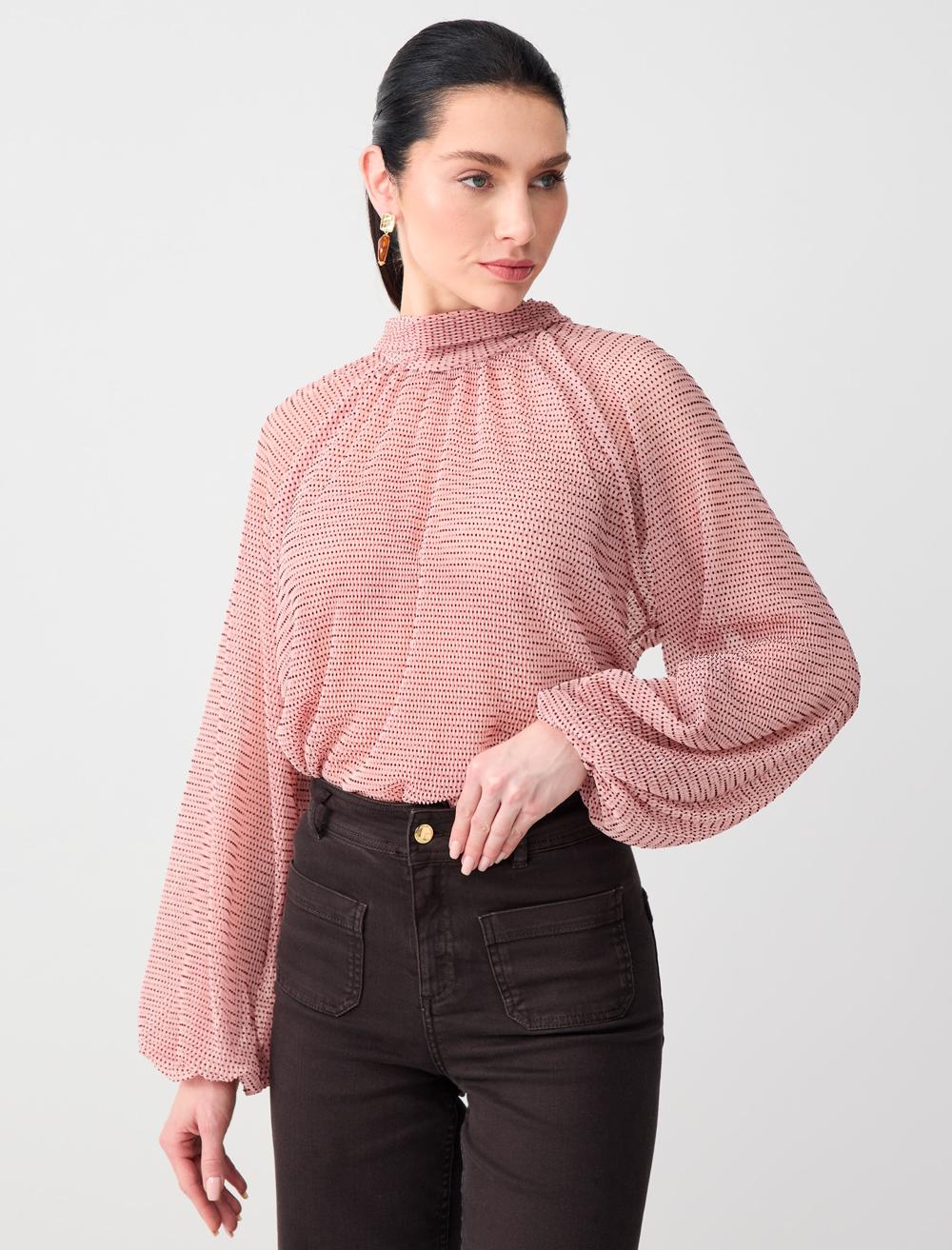 Relaxed Fit Long Sleeve Blouse - 6SW035736