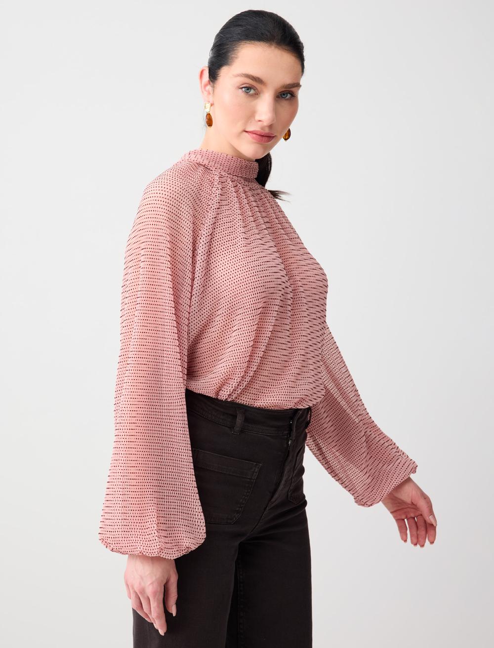 Relaxed Fit Long Sleeve Blouse - 6SW035736