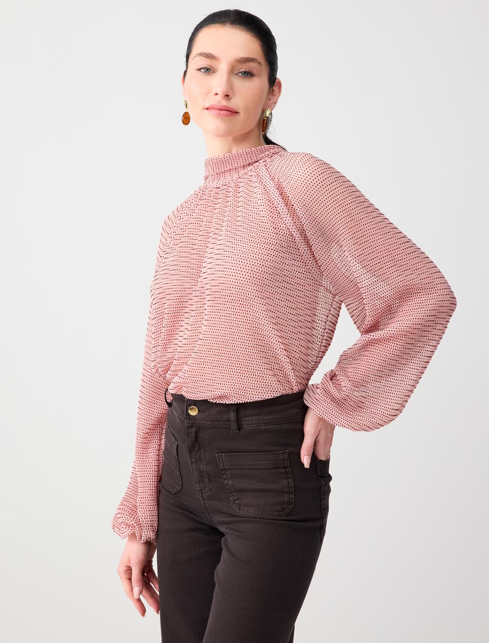 Relaxed Fit Long Sleeve Blouse - 6SW035736