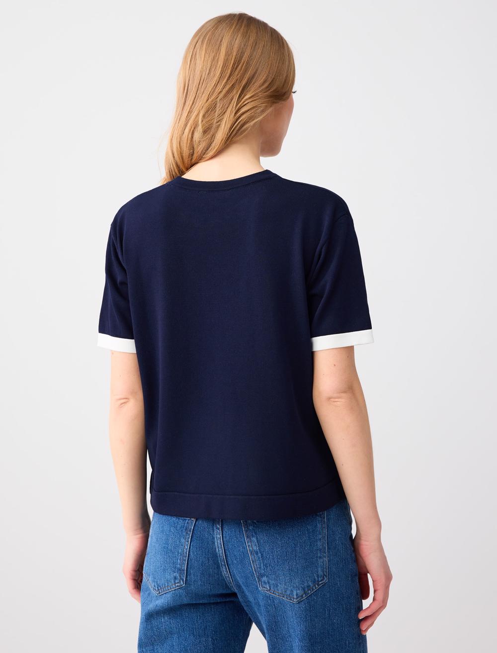 Crew Neck Short Sleeve Knit Blouse - 6SW035746