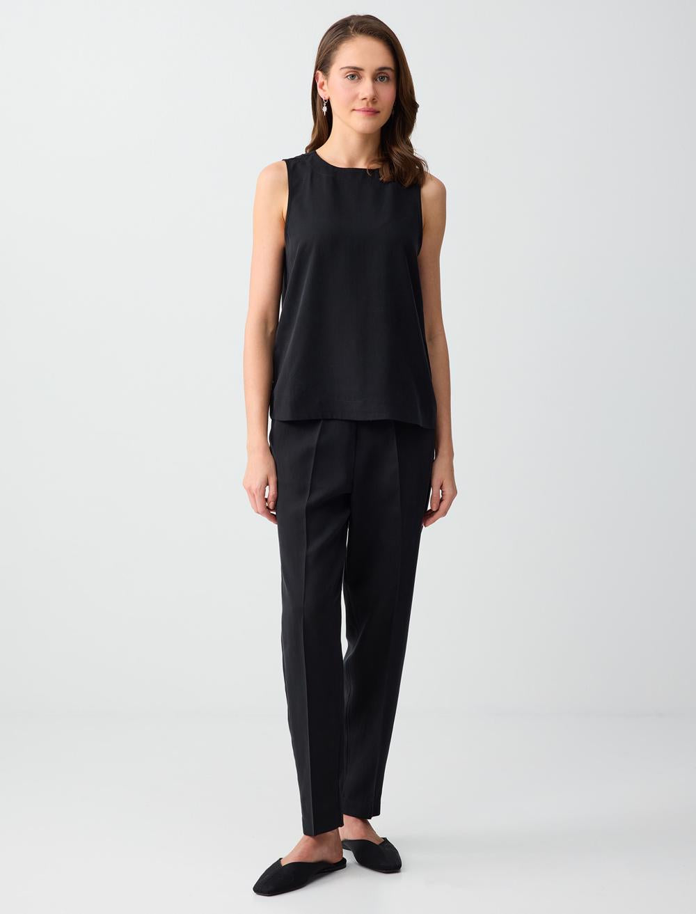 Normal Fit Crew Neck Blouse - Anthracite - 6SW036669971