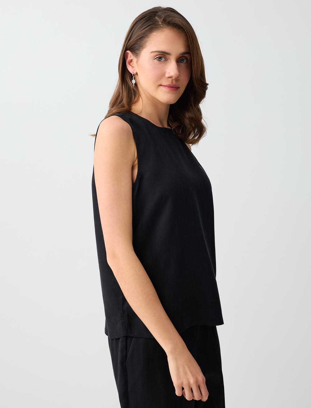 Normal Fit Crew Neck Blouse - Anthracite - 6SW036669971