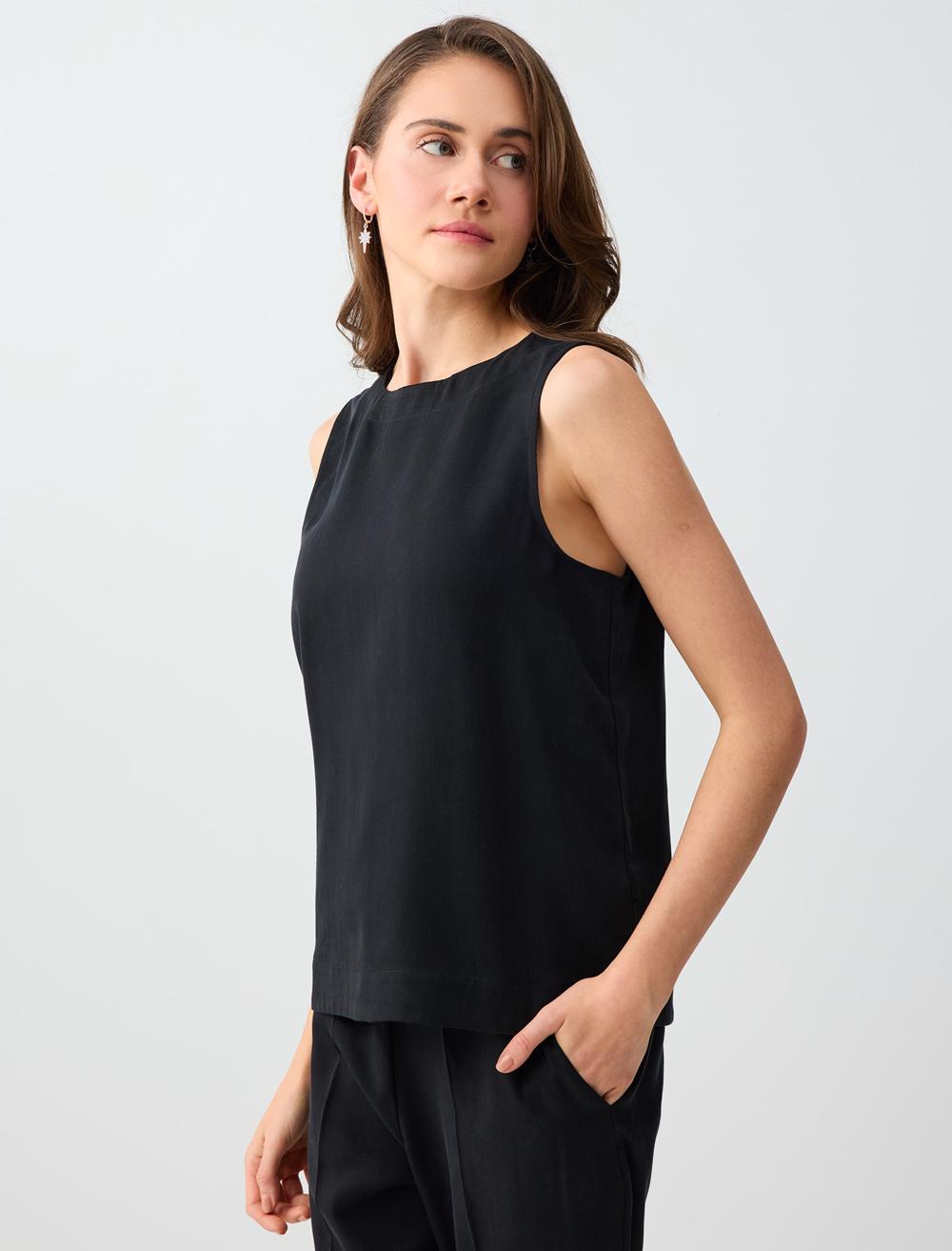 Normal Fit Crew Neck Blouse - Anthracite - 6SW036669971