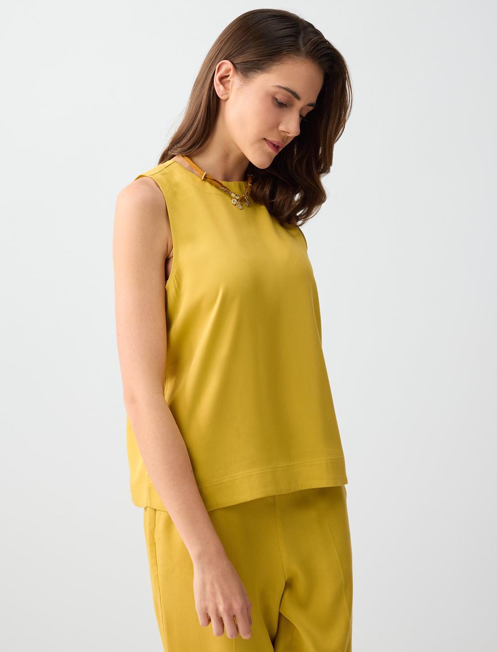 Normal Fit Crew Neck Blouse - Mustard - 6SW036669210