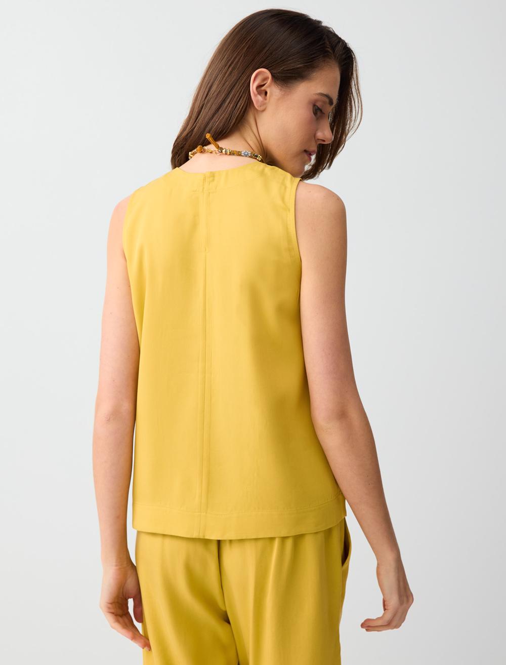 Normal Fit Crew Neck Blouse - Mustard - 6SW036669210