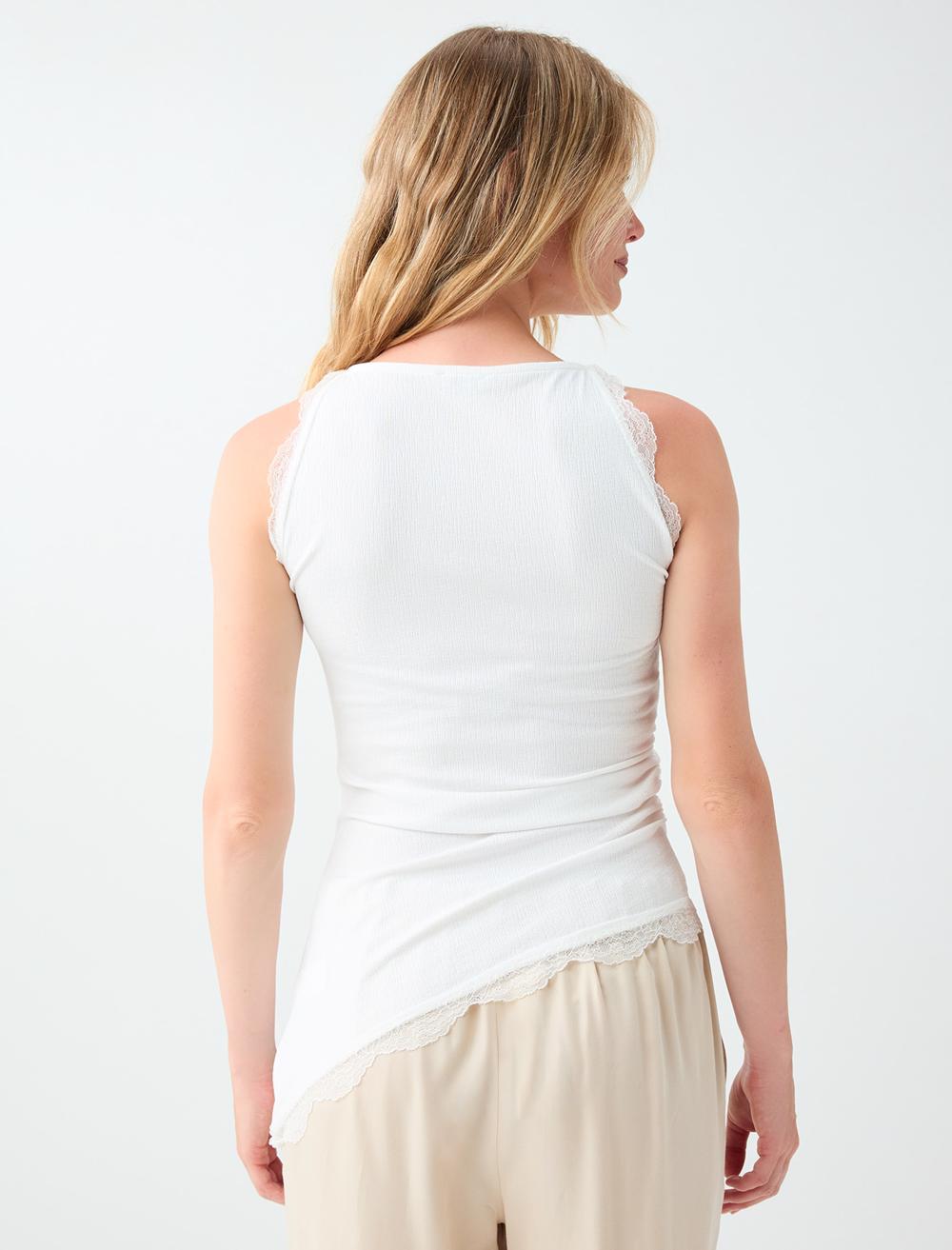 Slim Fit Sleeveless Blouse - White - 6SW037075106