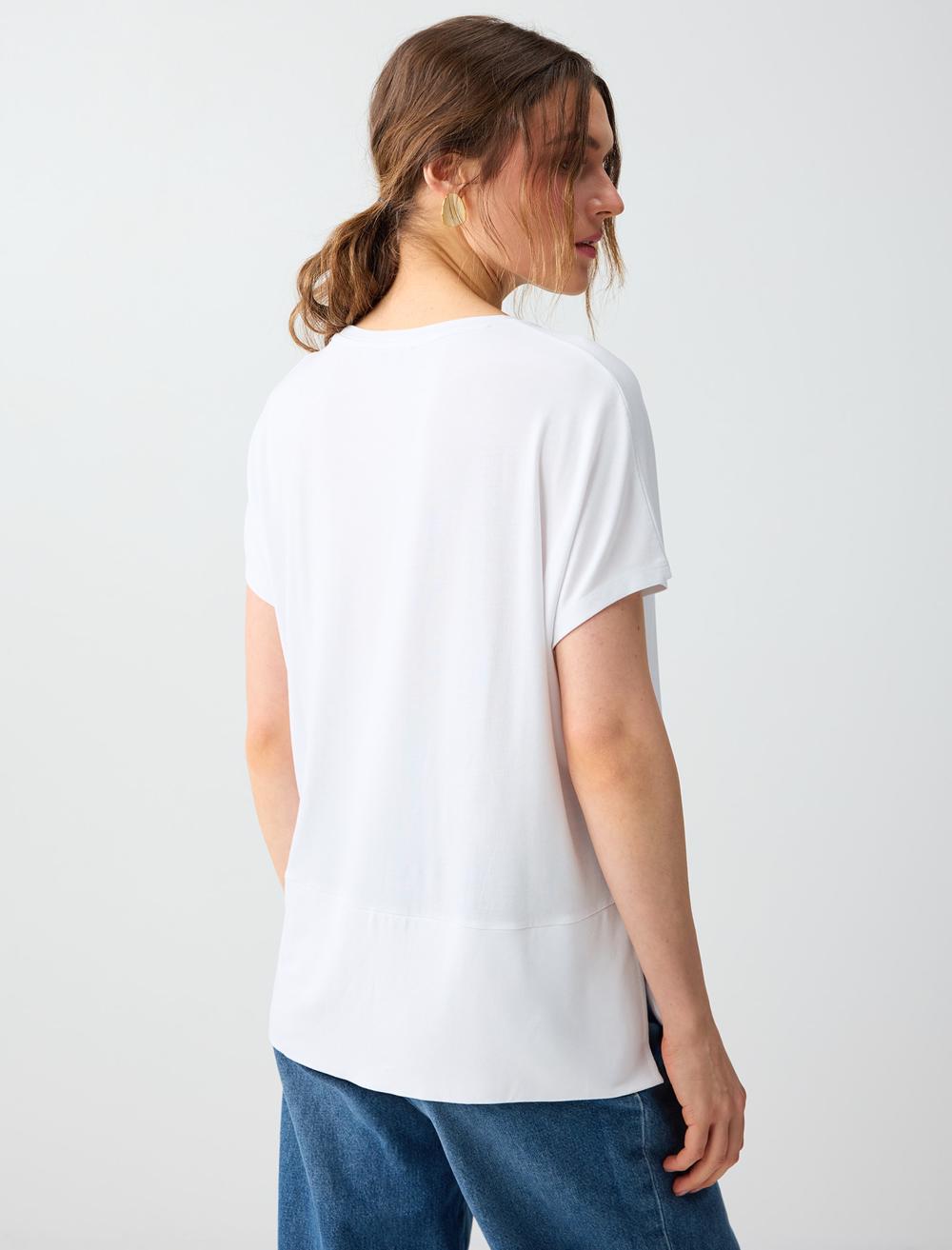 Loose Fit Crew Neck Blouse - White - 6SW037212100