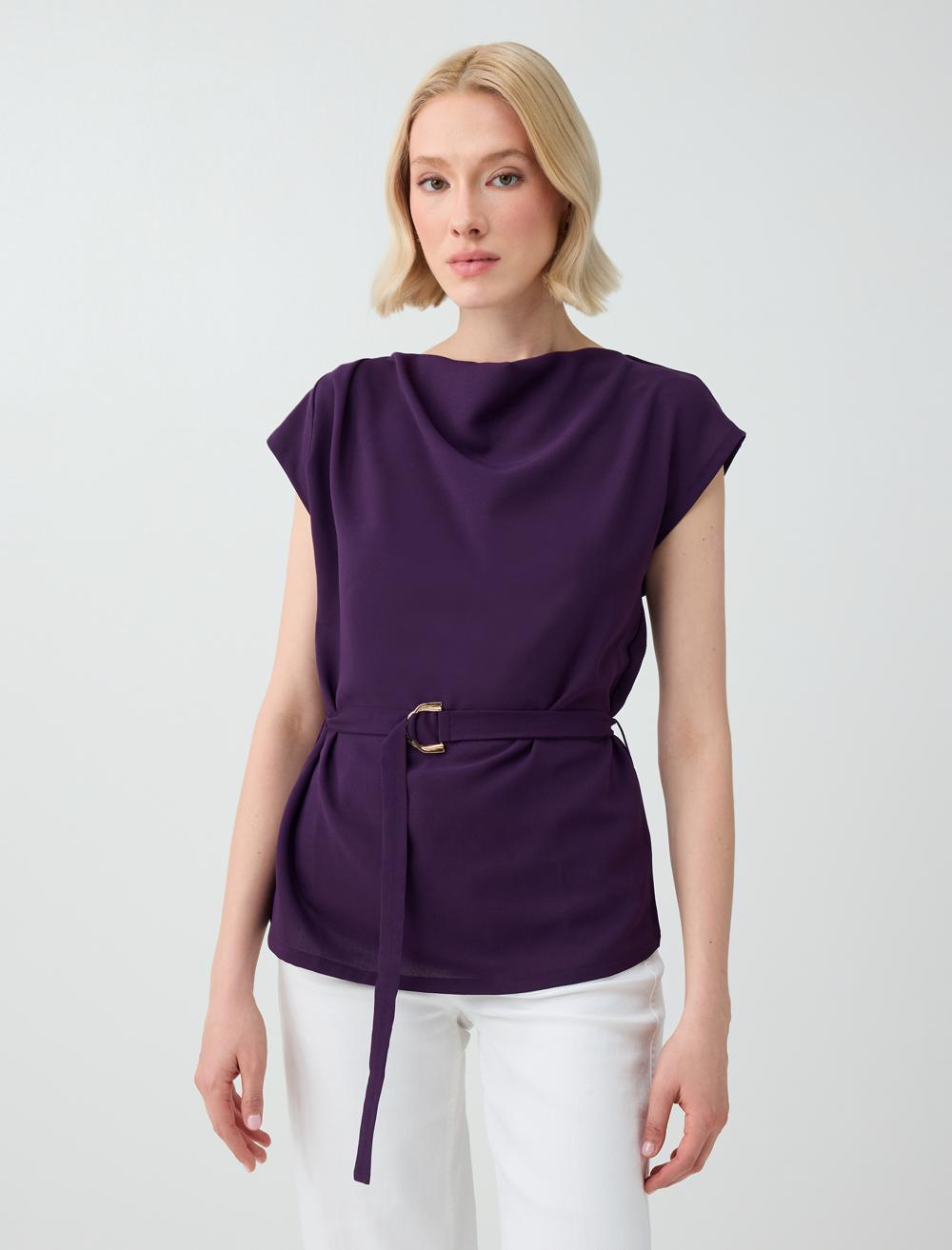 Normal Fit Blouse - Purple - 6SW037355503