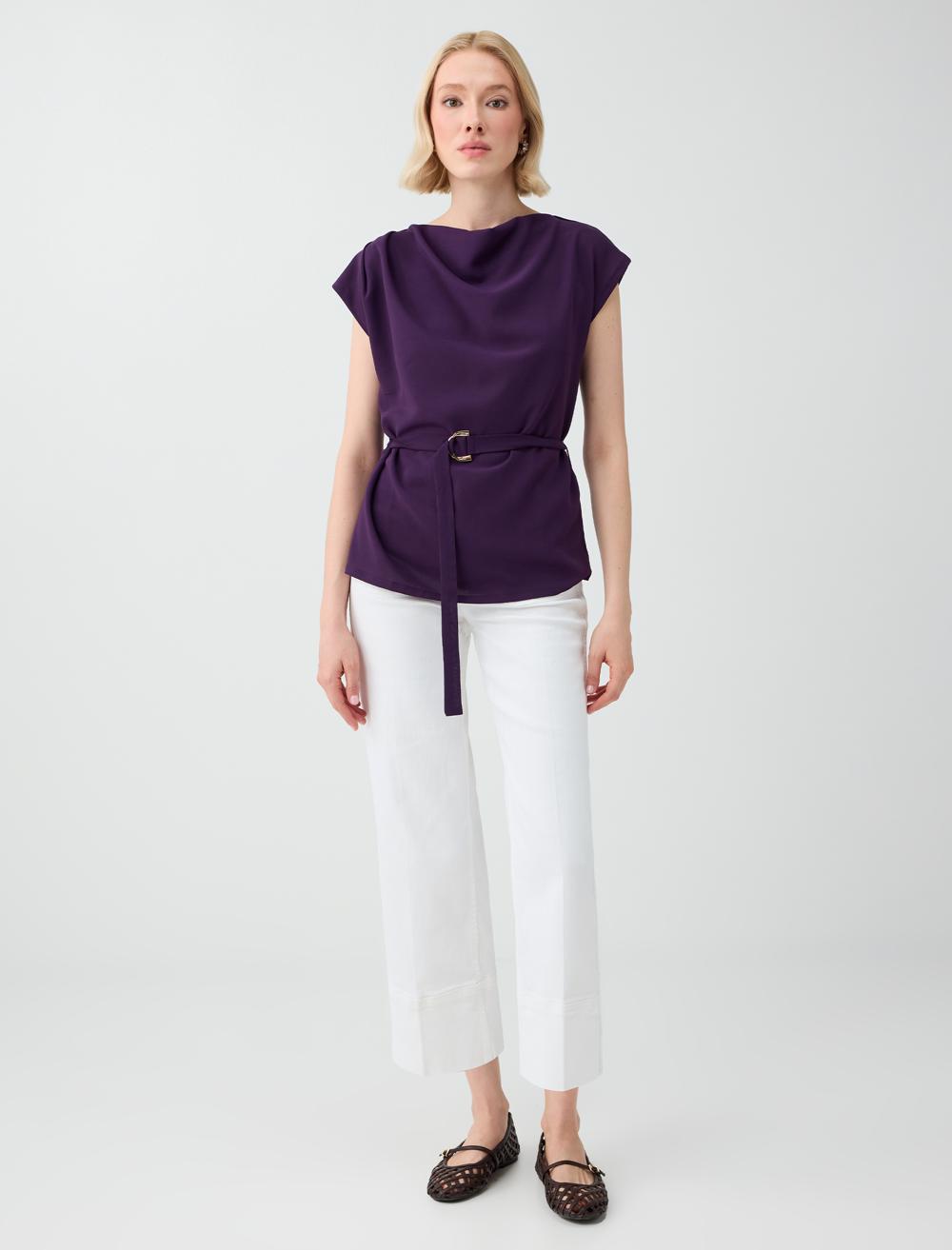 Normal Fit Blouse - Purple - 6SW037355503