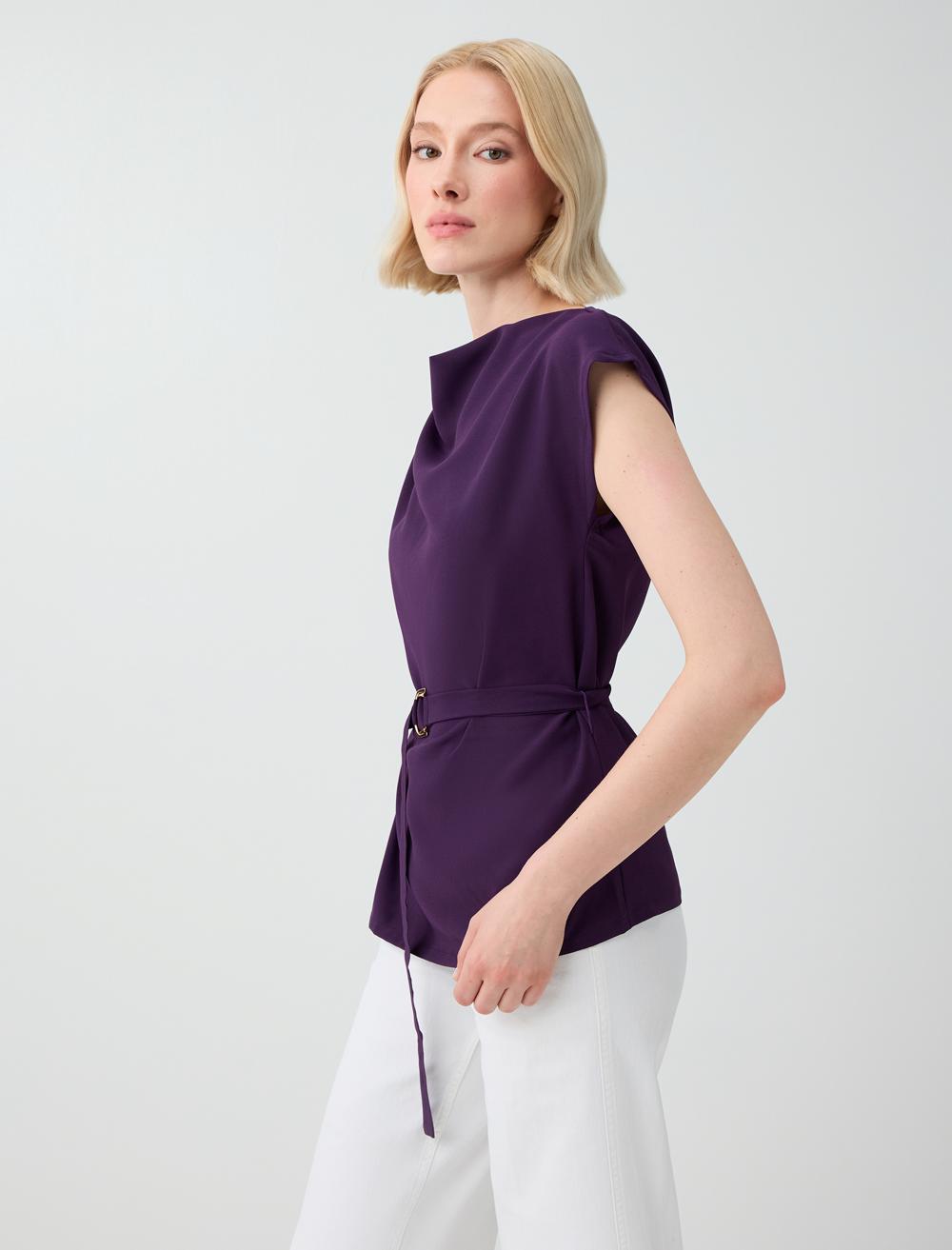 Normal Fit Blouse - Purple - 6SW037355503