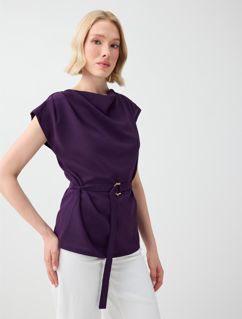 Normal Fit Blouse - Purple - 6SW037355503