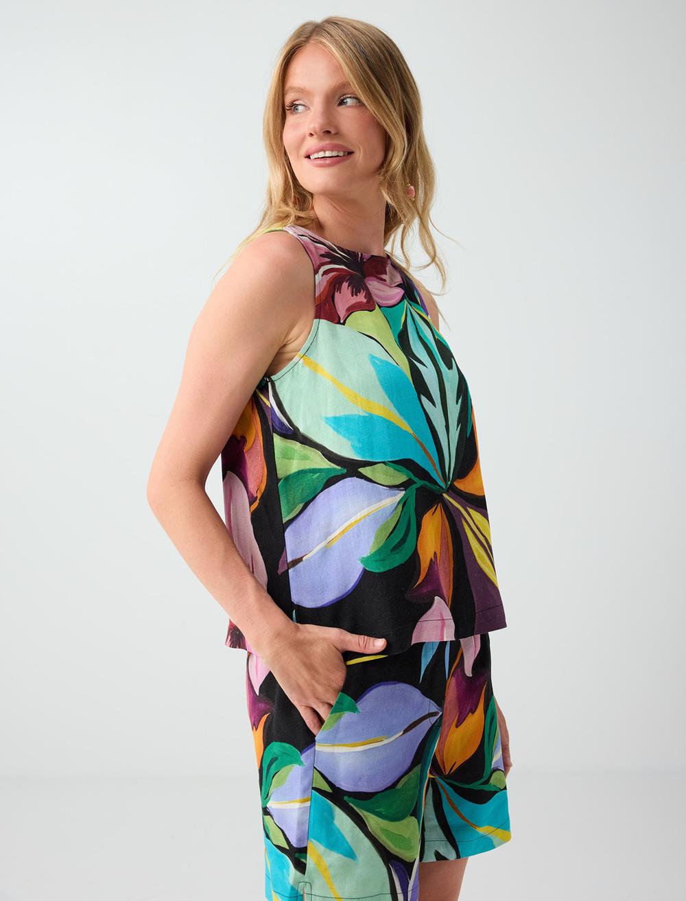 Normal Fit Off-the-shoulder Sleeveless Blouse - Black - 6SW037419900