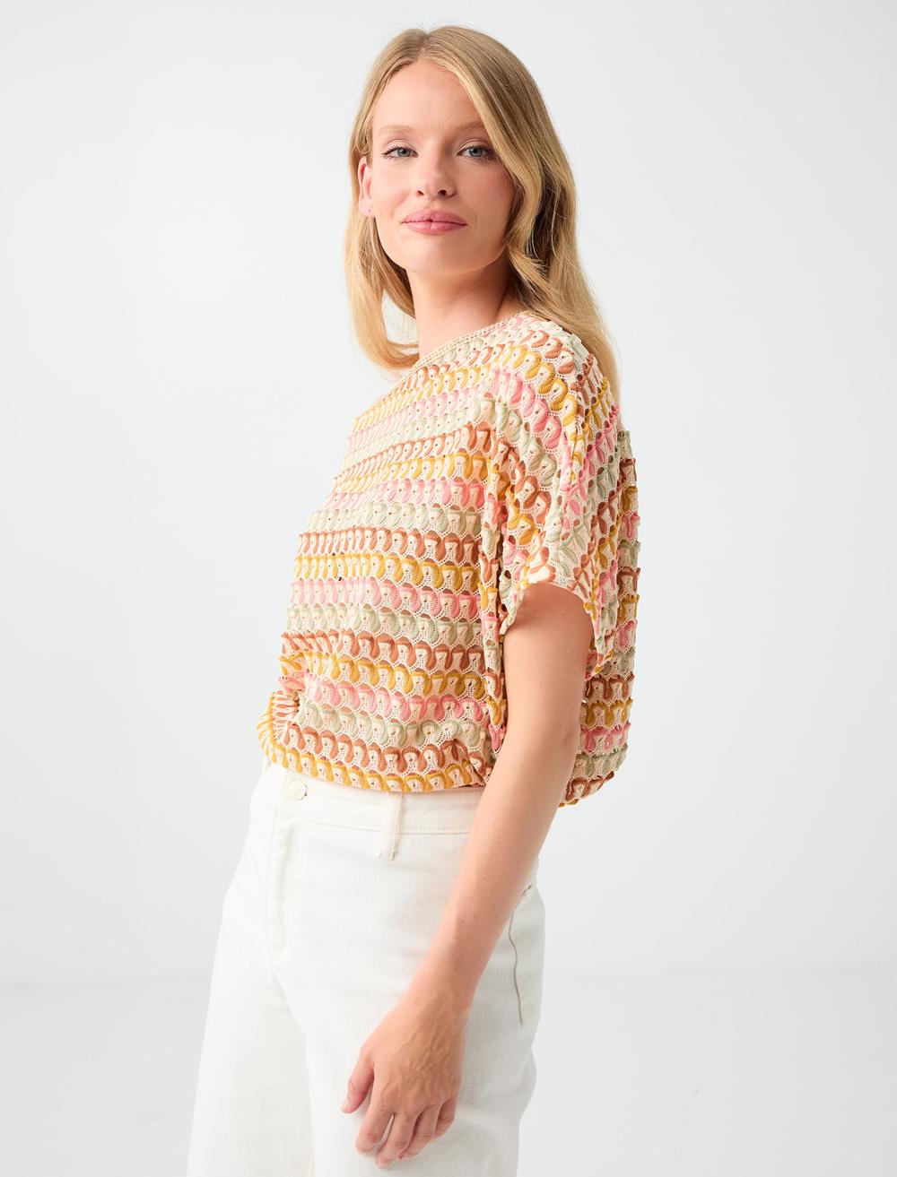 Normal Fit Off-the-shoulder Blouse - Multi-coloured - 6SW037637999