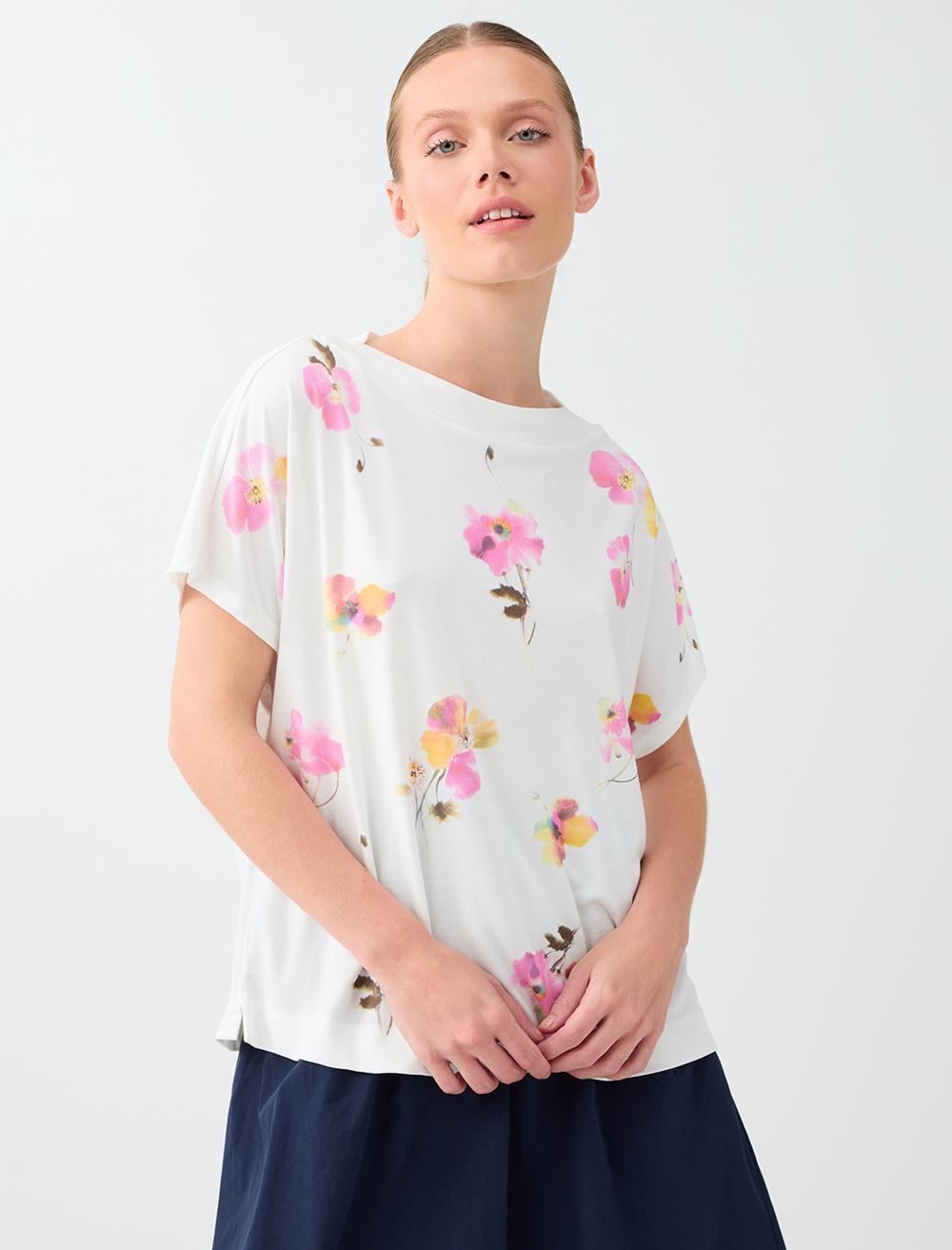 Normal Fit Crew Neck Blouse - White - 6SW037767106