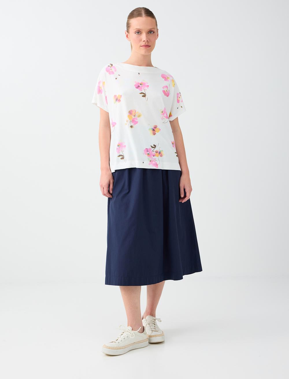 Normal Fit Crew Neck Blouse - White - 6SW037767106