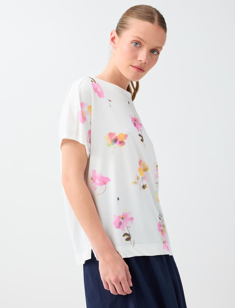 Normal Fit Crew Neck Blouse - White - 6SW037767106