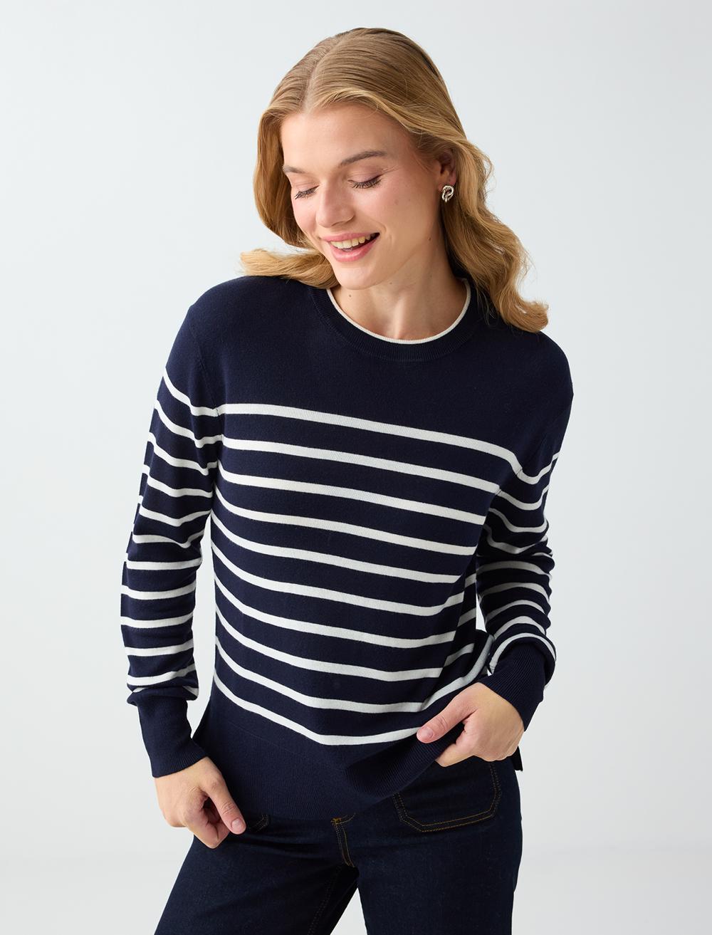 Crew Neck Pullover - Dark Blue
