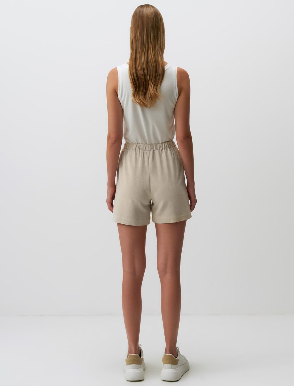 Loose Fitted Linen Shorts with Tie Waist - 24SS044025