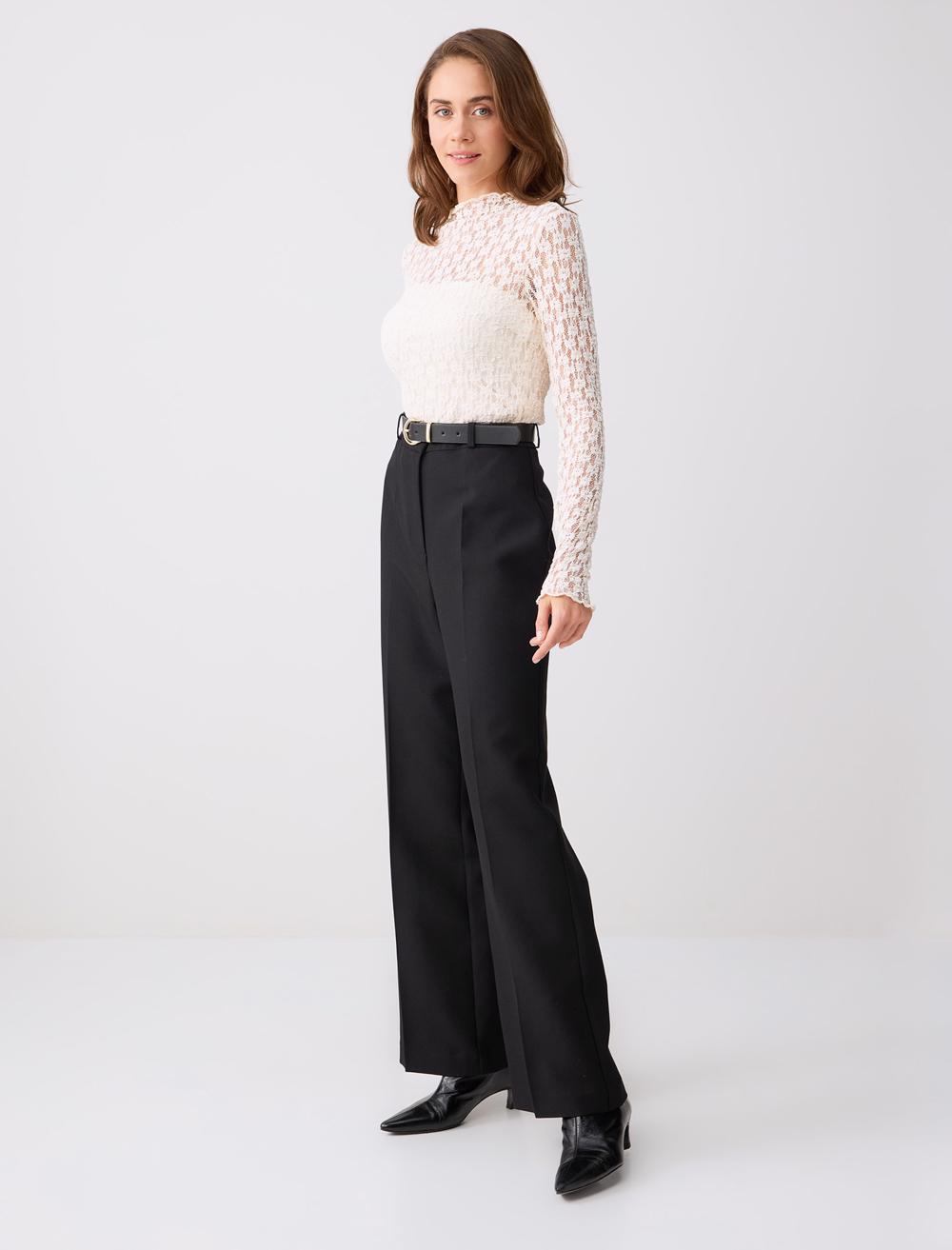 Wide Fit Wide Leg Regular Waist Woven Pants