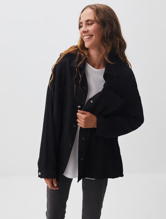 Loose Fit Long Denim Woven Jacket