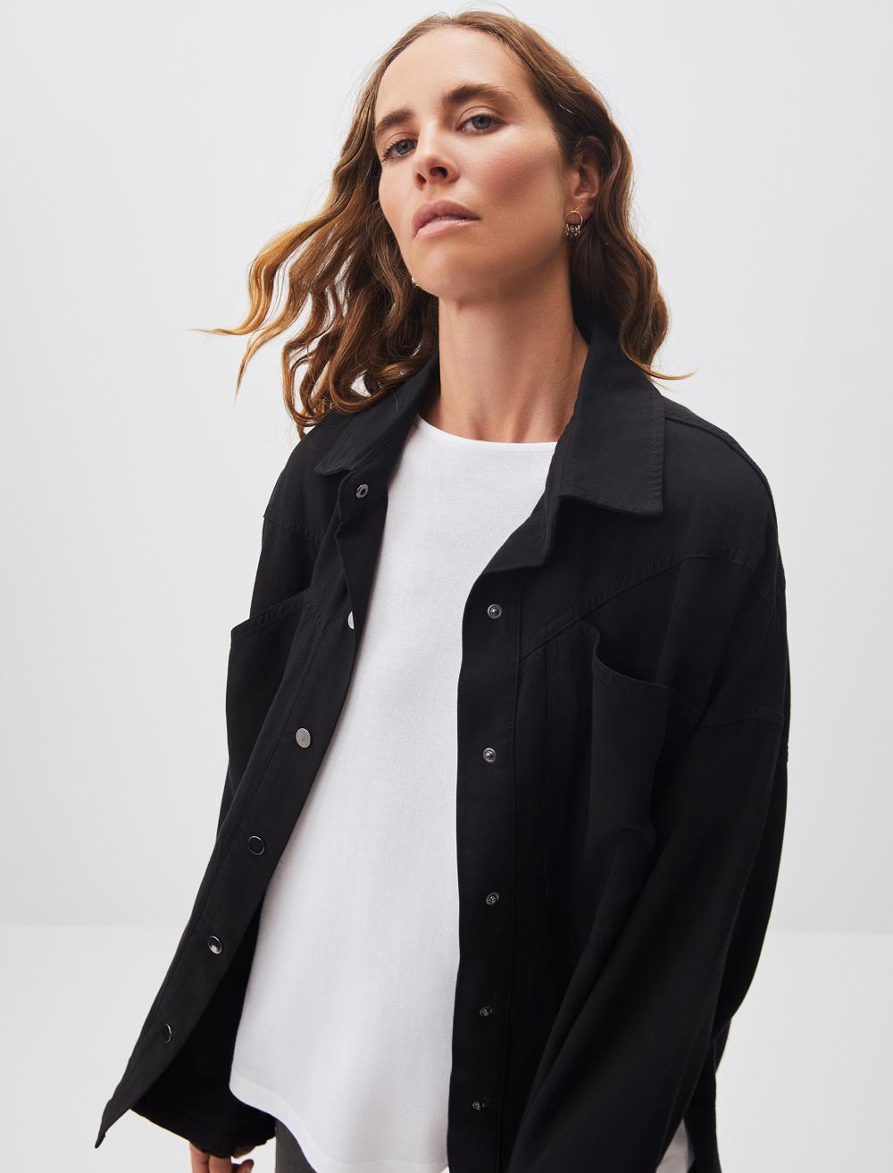 Loose Fit Long Denim Woven Jacket