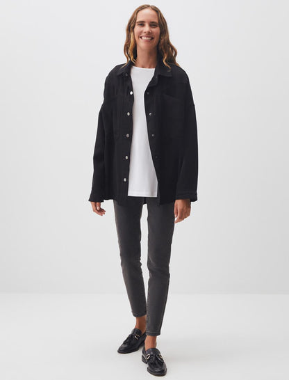 Loose Fit Long Denim Woven Jacket