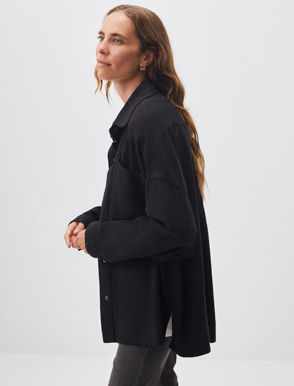 Loose Fit Long Denim Woven Jacket