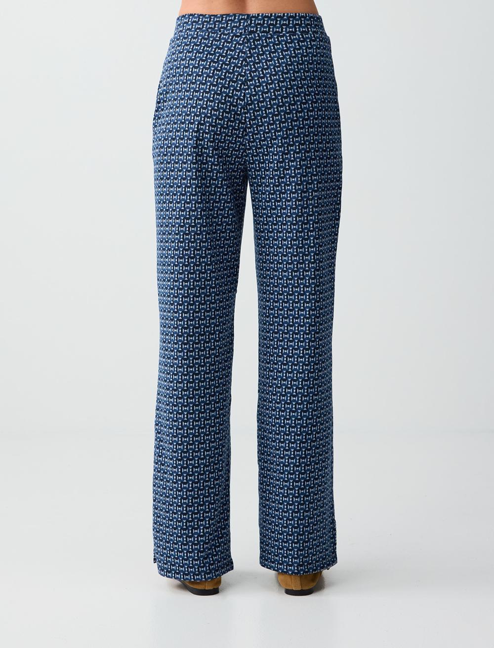 Wide-Leg Geometric Patterned Knit Trousers - 6SW185427
