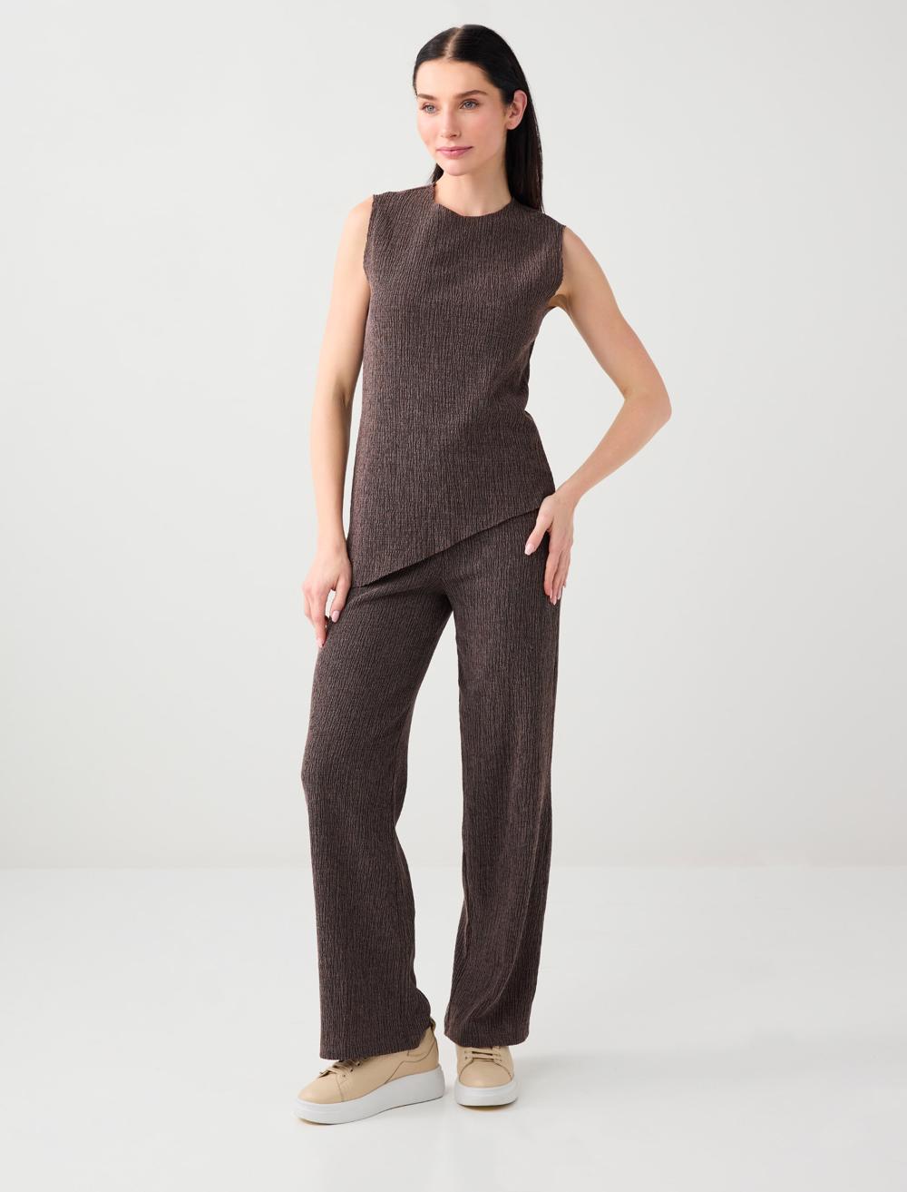 Wide-Leg Regular Waist Knit Trousers - 6SW185491