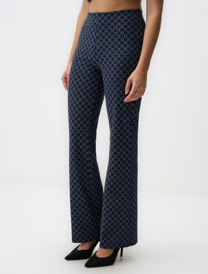 Wide Leg High Waist Patterned Knitted Pants