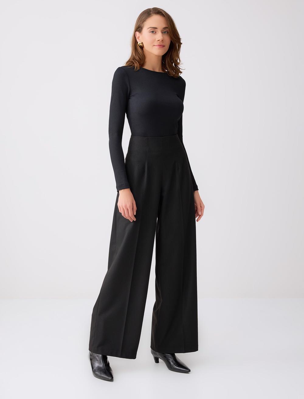 Wide Leg High Waist Woven Relaxed Fit Pants