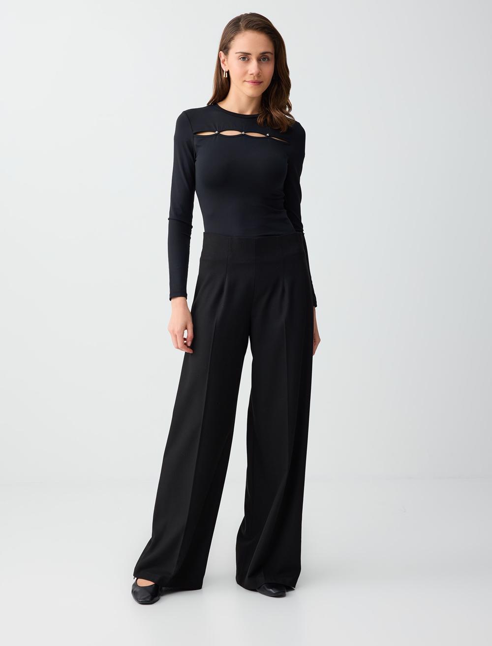 High-Waist Wide-Leg Woven Relaxed Fit Trousers - 5WW185967