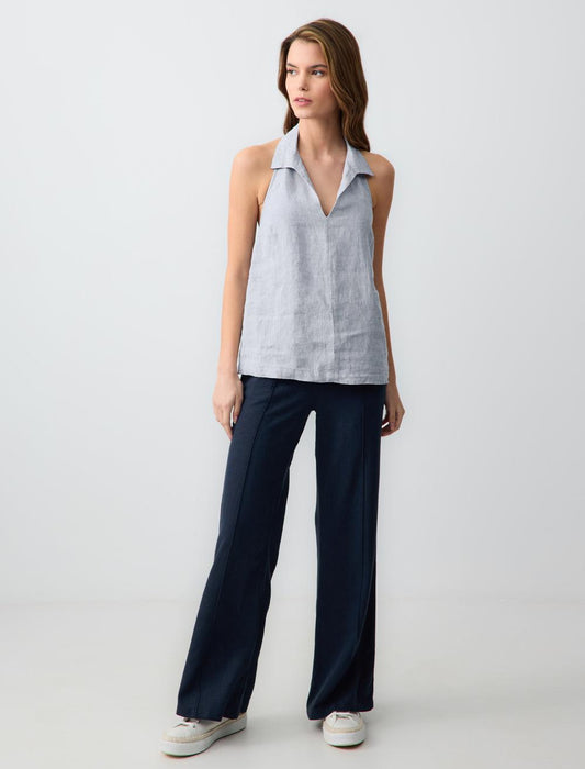 Wide Leg High Waist Linen Trousers