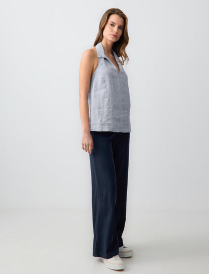 Wide Leg High Waist Linen Trousers