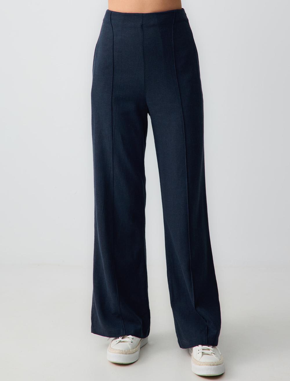 Wide Leg High Waist Linen Trousers