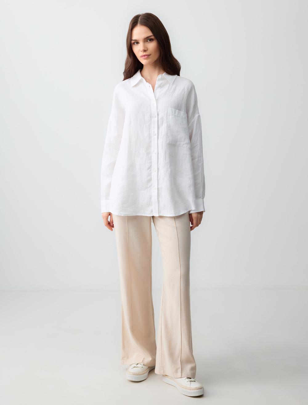 Wide Leg High Waist Linen Trousers