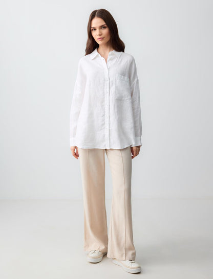 Wide Leg High Waist Linen Trousers