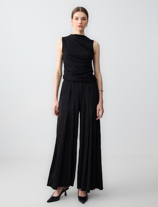 Wide Leg High Waist Relaxed Fit Knitted Pants