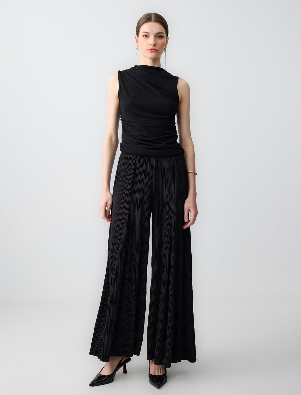 Wide Leg High Waist Relaxed Fit Knitted Pants