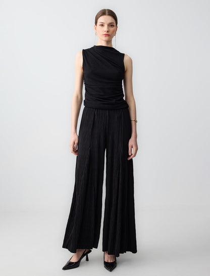 Wide Leg High Waist Relaxed Fit Knitted Pants