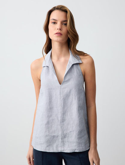 Linen Blouse Tied at the Neck