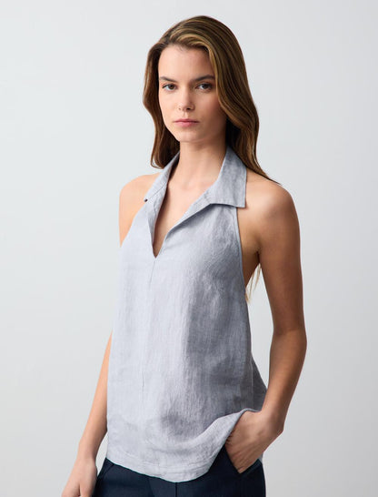 Linen Blouse Tied at the Neck