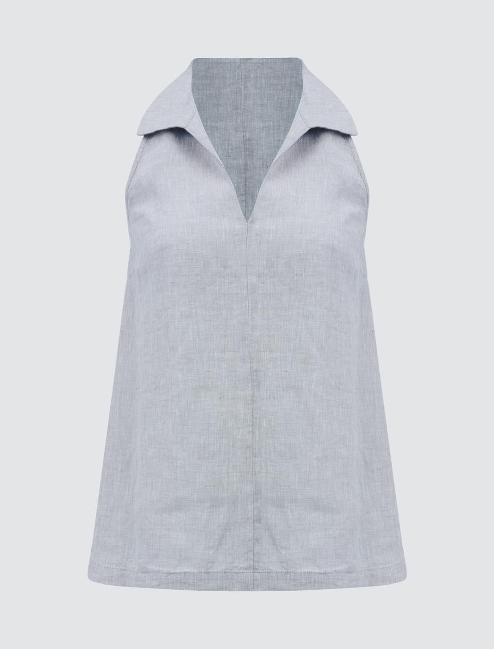 Slim Fit Shirt Collar Blouse - 24SB054013V2