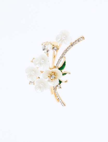 Sparkling Stone Flower Pattern Brooch